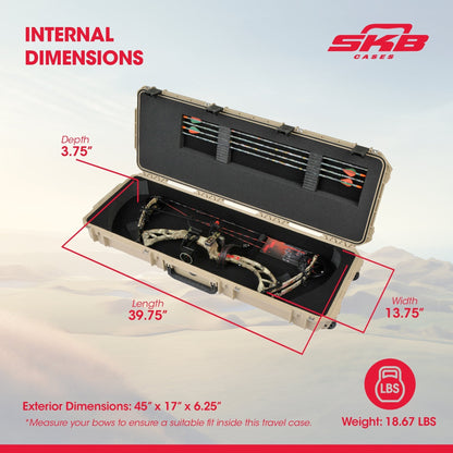 SKB Cases iSeries 4214 Hard Plastic Parallel Limb Bow Crossbow Case, Tan - 139827