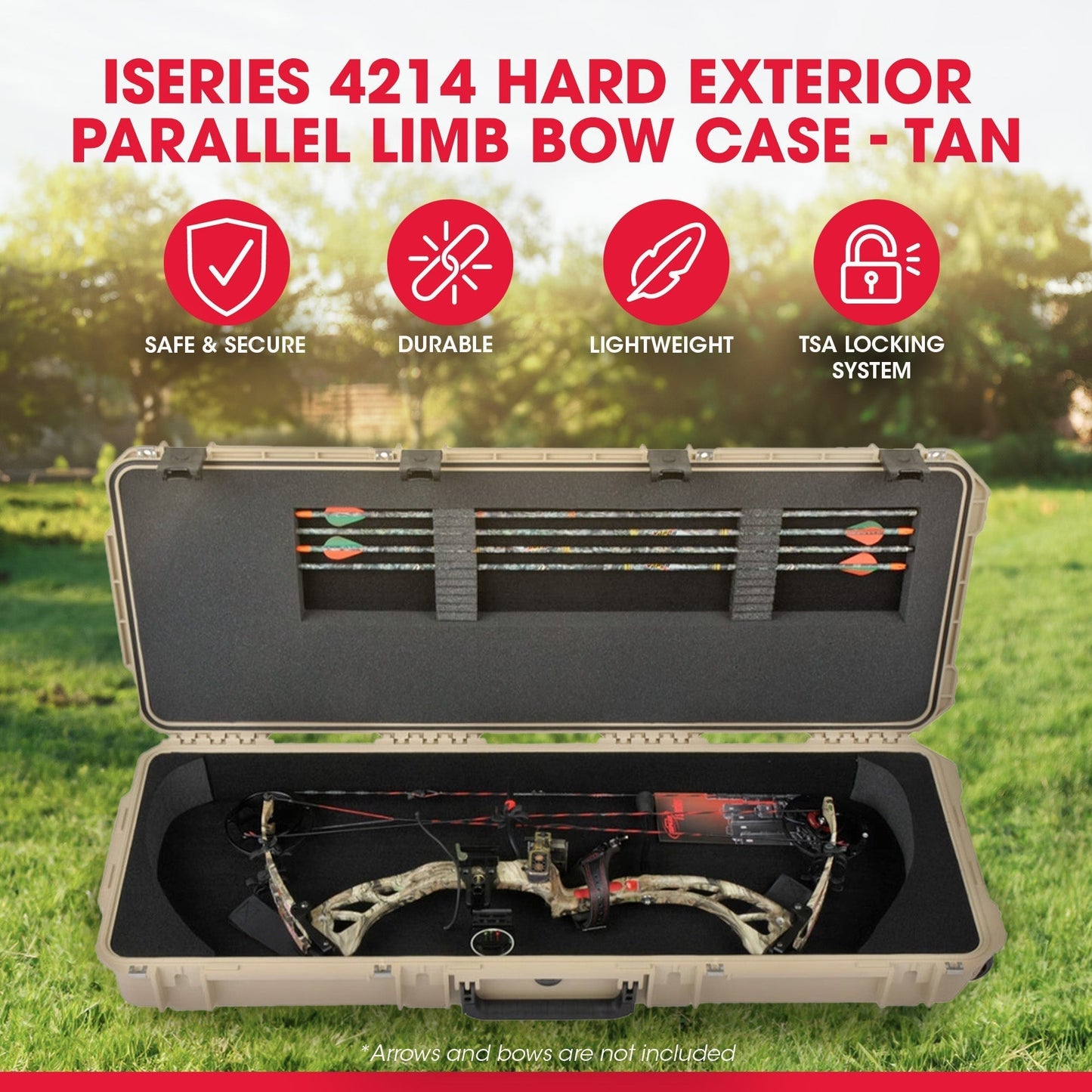 SKB Cases iSeries 4214 Hard Plastic Parallel Limb Bow Crossbow Case, Tan - 139827