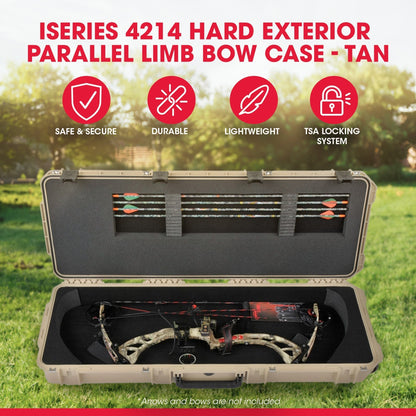 SKB Cases iSeries 4214 Hard Plastic Parallel Limb Bow Crossbow Case, Tan - 139827
