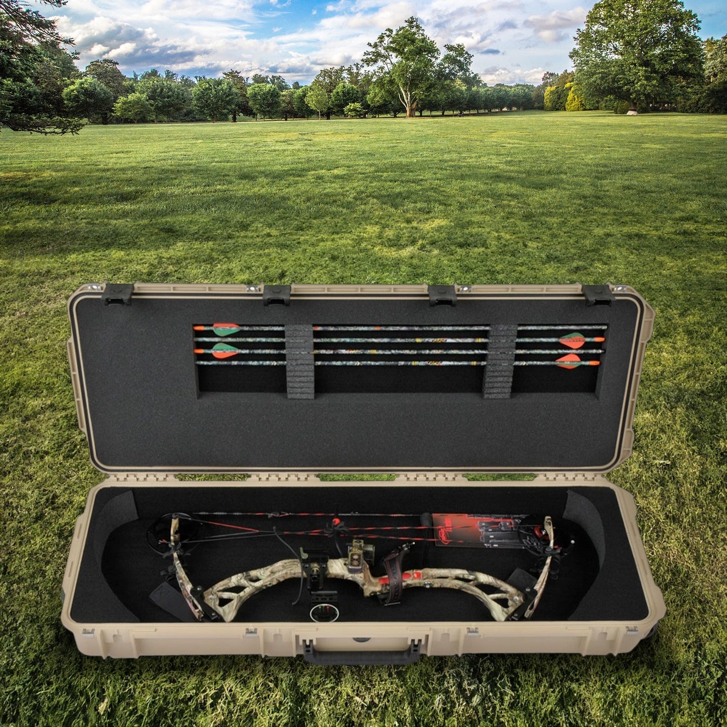 SKB Cases iSeries 4214 Hard Plastic Parallel Limb Bow Crossbow Case, Tan - 139827