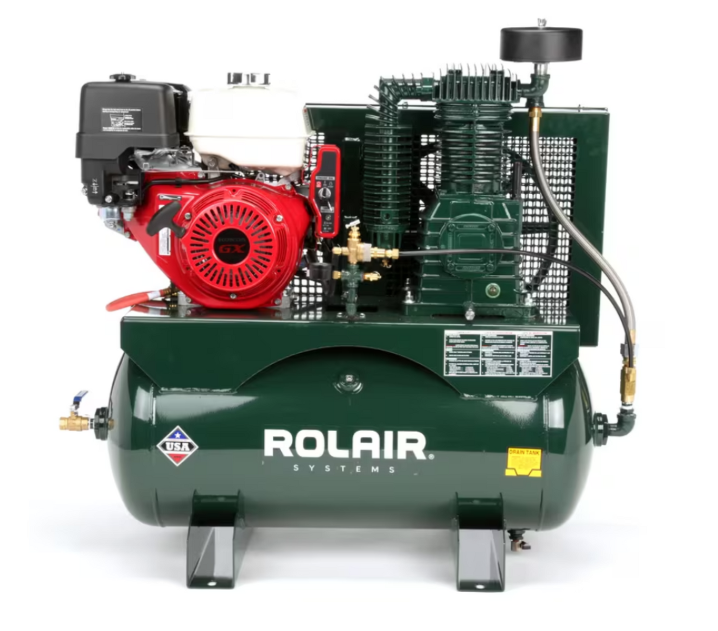 Rolair 13GR30HK30 Air Compressor Truck Mount Stationary 30 gal. Gas 13 HP Honda GX390 Engine Two-Stage Pump New - 13GR30HK30