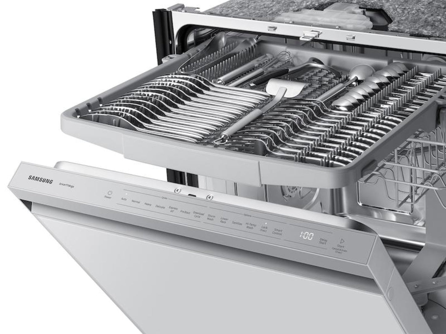 SAMSUNG Bespoke AutoRelease Smart 46dBA Dishwasher with StormWash(TM) in White Glass - DW80CB545012-KT