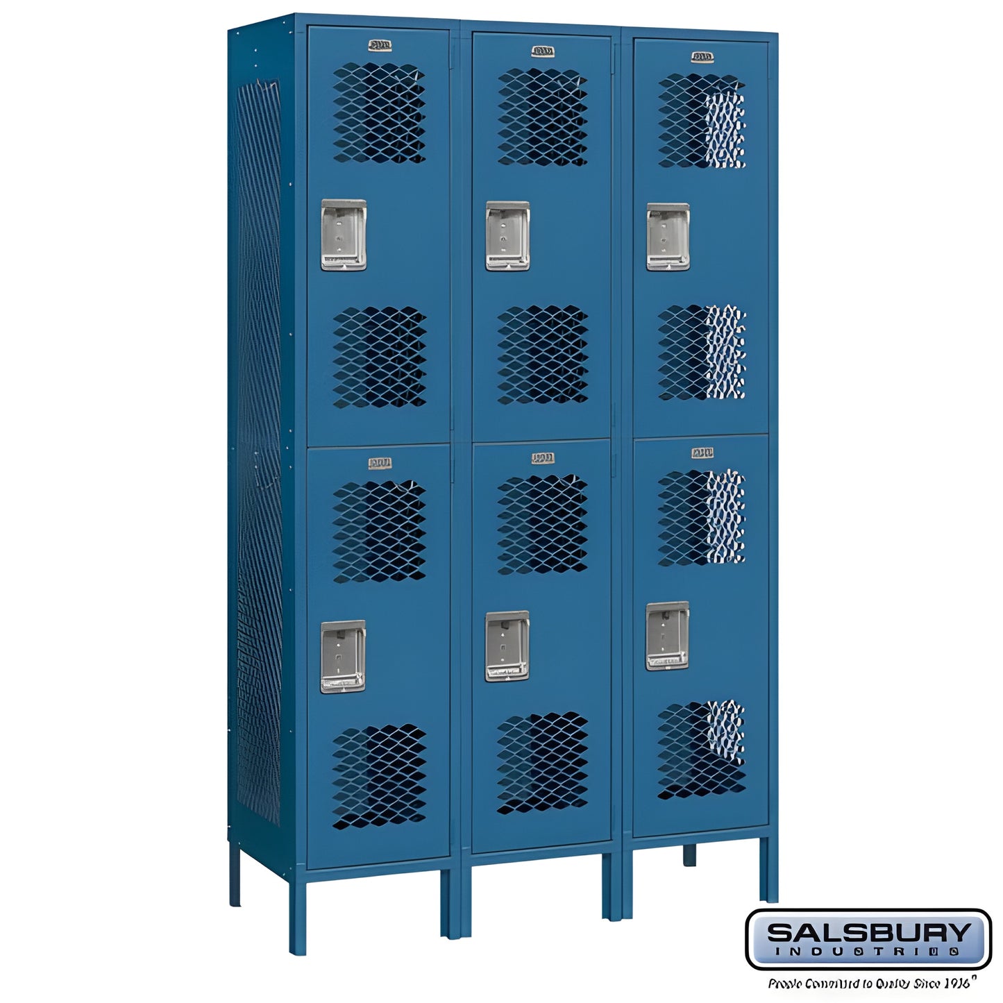 Salsbury 15" Wide Double Tier Vented Metal Locker - 3 Wide - 82365GY-U