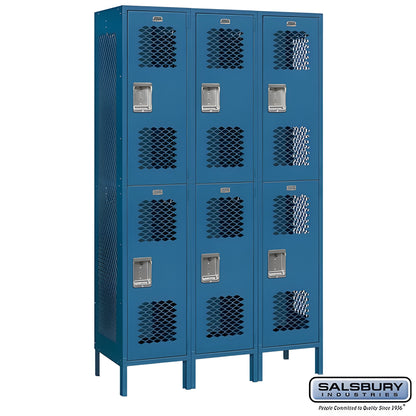 Salsbury 15" Wide Double Tier Vented Metal Locker - 3 Wide - 82365GY-U