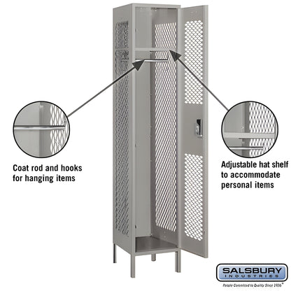 Salsbury 15" Wide Four Tier Vented Metal Locker - 1 Wide - 84168GY-U