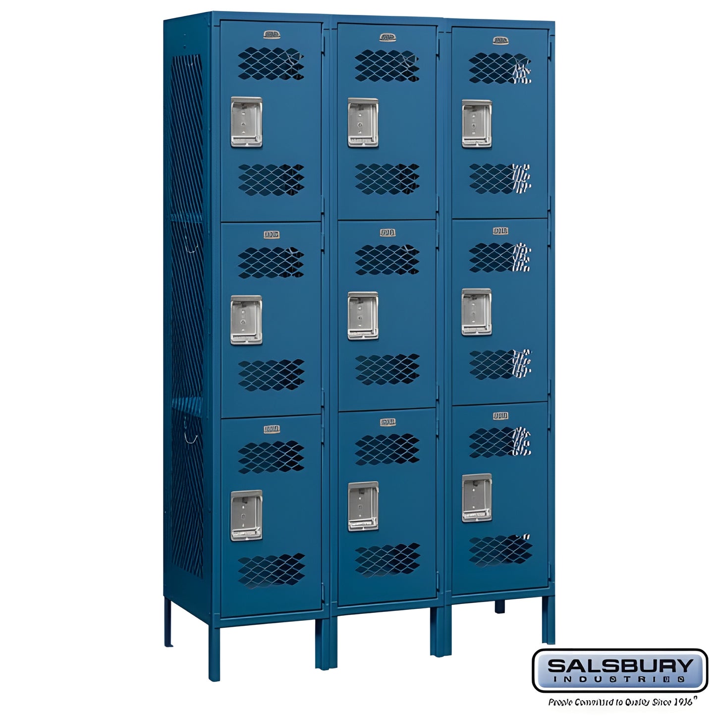 Salsbury 15" Wide Triple Tier Vented Metal Locker - 3 Wide -  83365GY-U