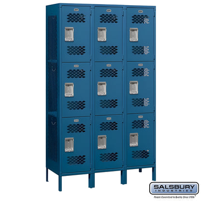 Salsbury 15" Wide Triple Tier Vented Metal Locker - 3 Wide -  83365GY-U