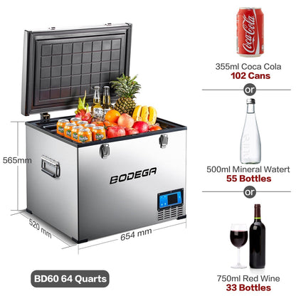 BODEGAcooler Portable Fridge Freezer 64QT/60L Large Capacity - BCD60