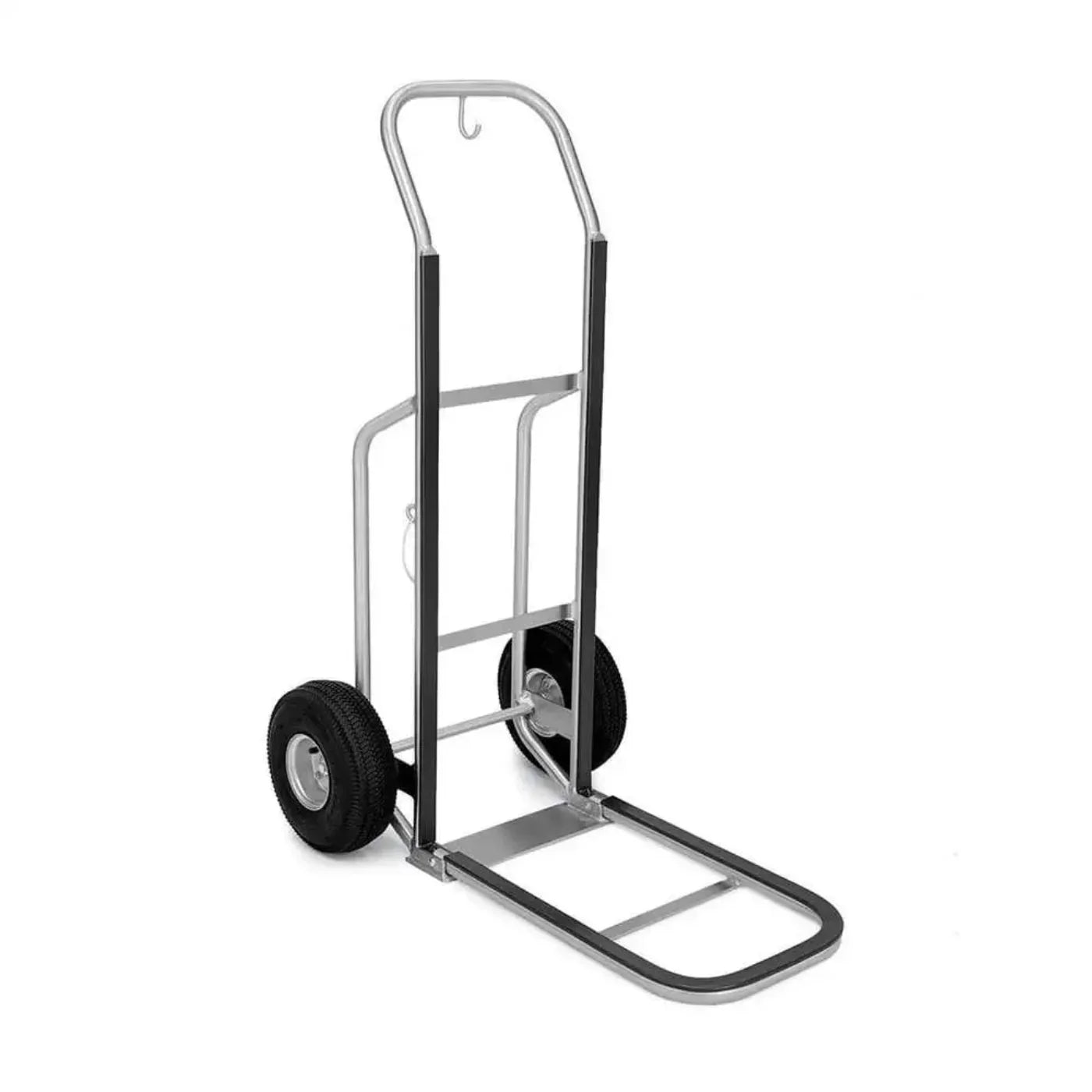 Forbes Industries 1555-B-SS 23.5" Bellman's Handtruck in Brushed Stainless steel, Black Vinyl Bumper Strips, 10" Black Pneumatic Wheels - 1555-B-SS