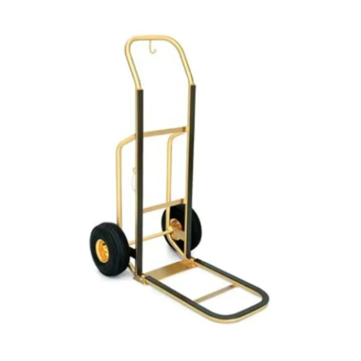 Forbes Industries 1555-B 23.5" Deluxe Handtruck, Brushed Brass, Brown Vinyl Bumper Strips, 10” Black Pneumatic Wheels - 1555-B