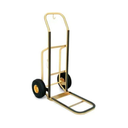 Forbes Industries 1555-B 23.5" Deluxe Handtruck, Brushed Brass, Brown Vinyl Bumper Strips, 10” Black Pneumatic Wheels - 1555-B