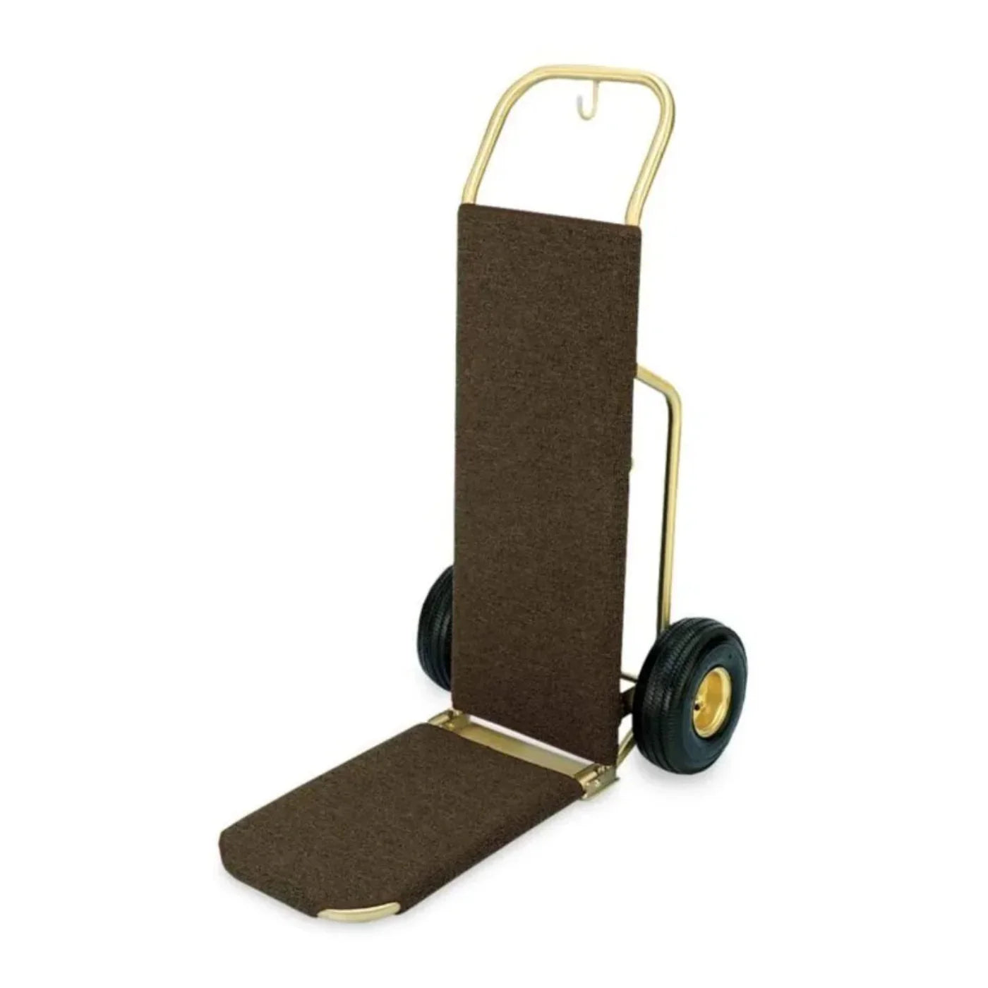 Forbes Industries 1555-CK 23.5" Deluxe Handtruck, Brushed Brass, Wrap-around Carpet Kit, 10” Black Pneumatic Wheels - 1555-CK