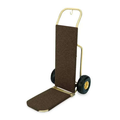 Forbes Industries 1555-CK 23.5" Deluxe Handtruck, Brushed Brass, Wrap-around Carpet Kit, 10” Black Pneumatic Wheels - 1555-CK