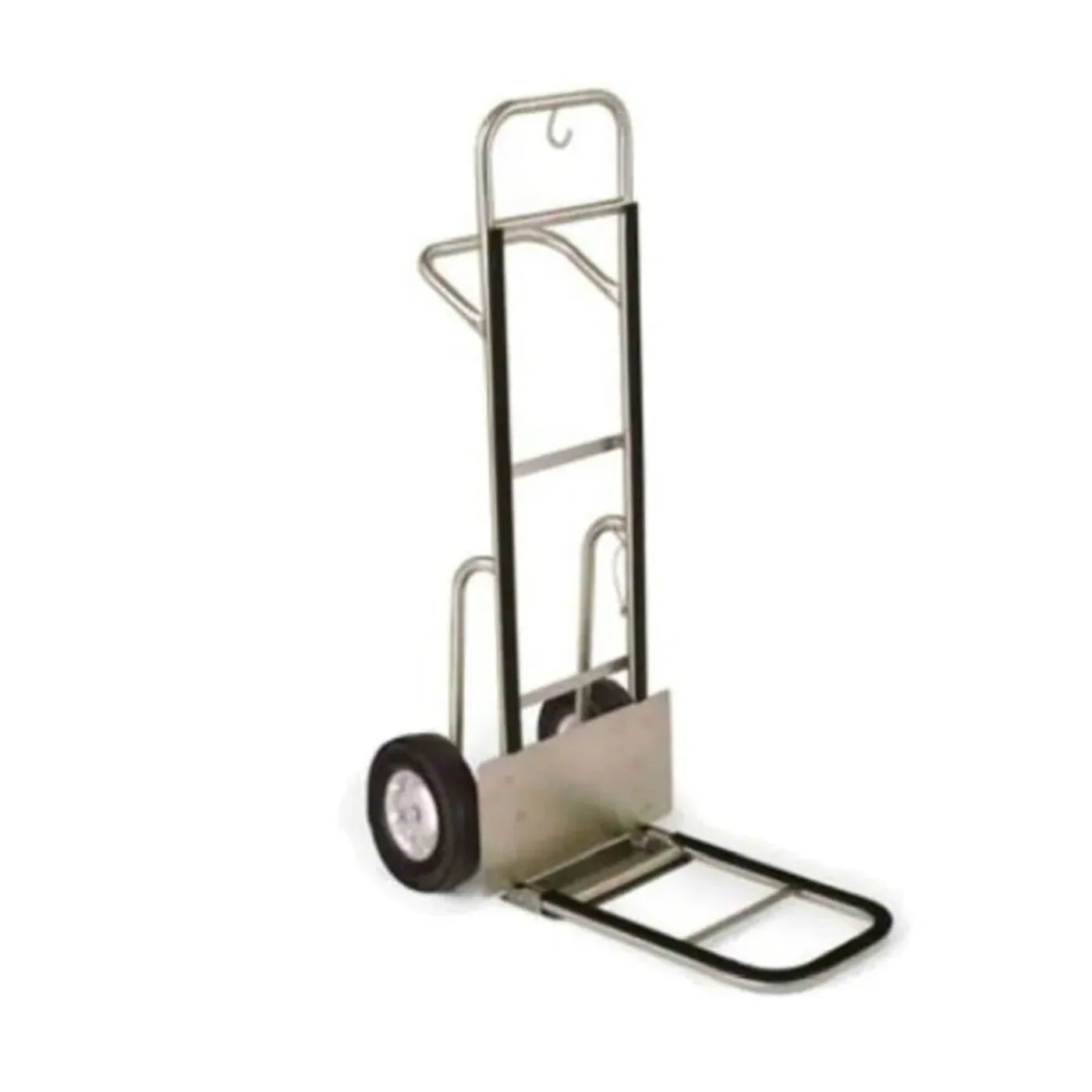 Forbes Industries 1560-B 24" Standard Handtruck, Brushed Stainless Steel, Black Vinyl Bumper on Back and Black 10” Zero-pressure wheels - 1560-B