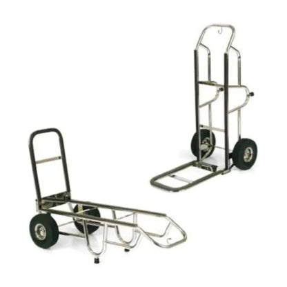 Forbes Industries 1570-B-PS 23.5" Deluxe Handtruck, Polished Stainless Steel, 10” Black Pneumatic Wheels - 1570-B-PS
