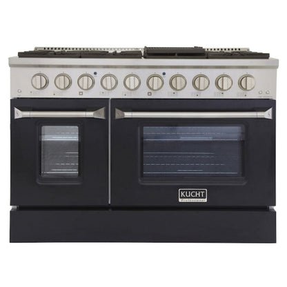 Kucht Professional 48 in. 6.7 cu ft. Natural Gas Range with Black Door and Silver Knobs, -  KNG481-K