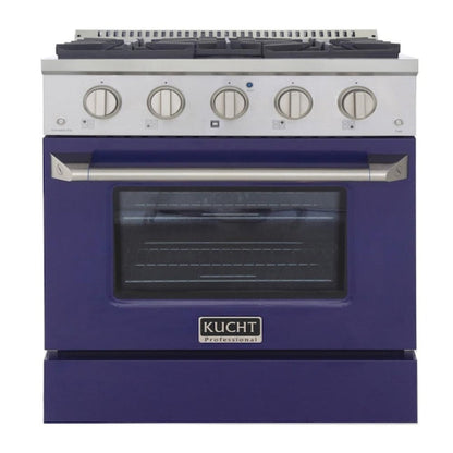 Kucht Professional 30 in. 4.2 cu ft. Natural Gas Range with Blue Door and Silver Knobs, - KNG301-B