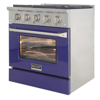 Kucht Professional 30 in. 4.2 cu ft. Propane Gas Range with Blue Door and Silver Knobs, KNG301/LP-B - KNG301/LP-B