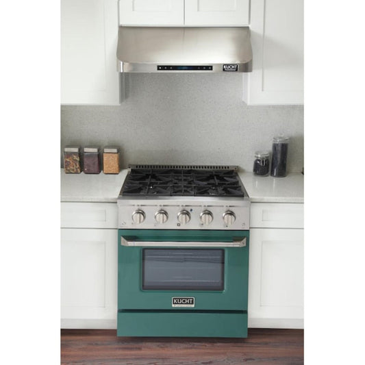Kucht Professional 30 in. 4.2 cu ft. Propane Gas Range with Green Door and Silver Knobs, KNG301/LP-G - KNG301/LP-G