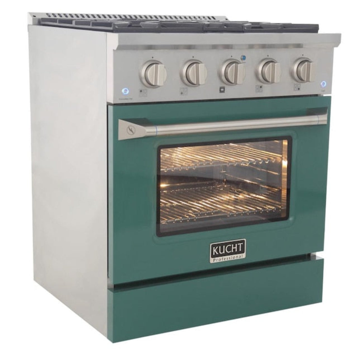 Kucht Professional 30 in. 4.2 cu ft. Propane Gas Range with Green Door and Silver Knobs, KNG301/LP-G - KNG301/LP-G