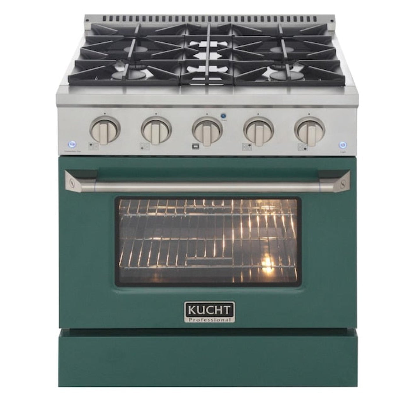 Kucht Professional 30 in. 4.2 cu ft. Propane Gas Range with Green Door and Silver Knobs, KNG301/LP-G - KNG301/LP-G