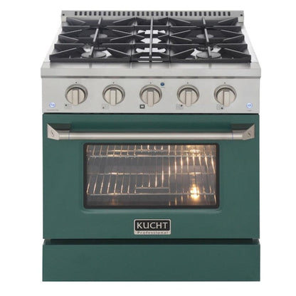 Kucht Professional 30 in. 4.2 cu ft. Propane Gas Range with Green Door and Silver Knobs, KNG301/LP-G - KNG301/LP-G