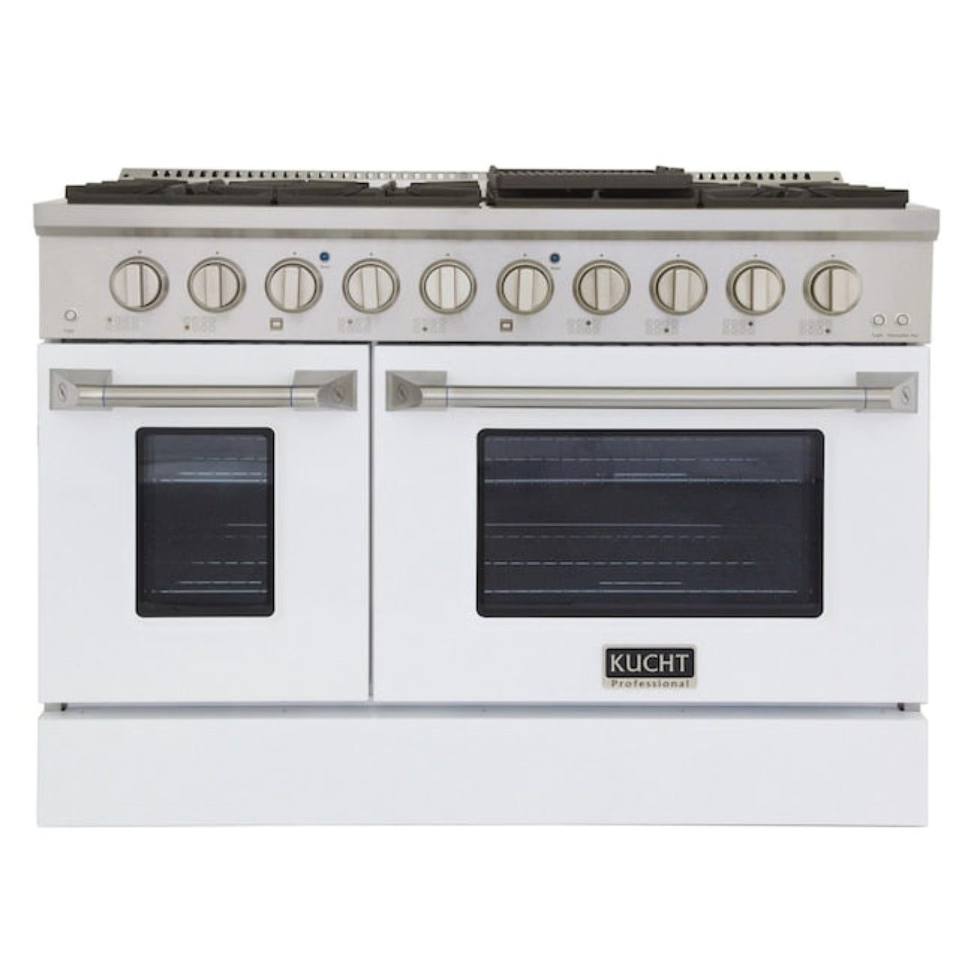 Kucht Professional 48 in. 6.7 cu ft. Propane Gas Range with White Door and Silver Knobs,- KNG481/LP-W