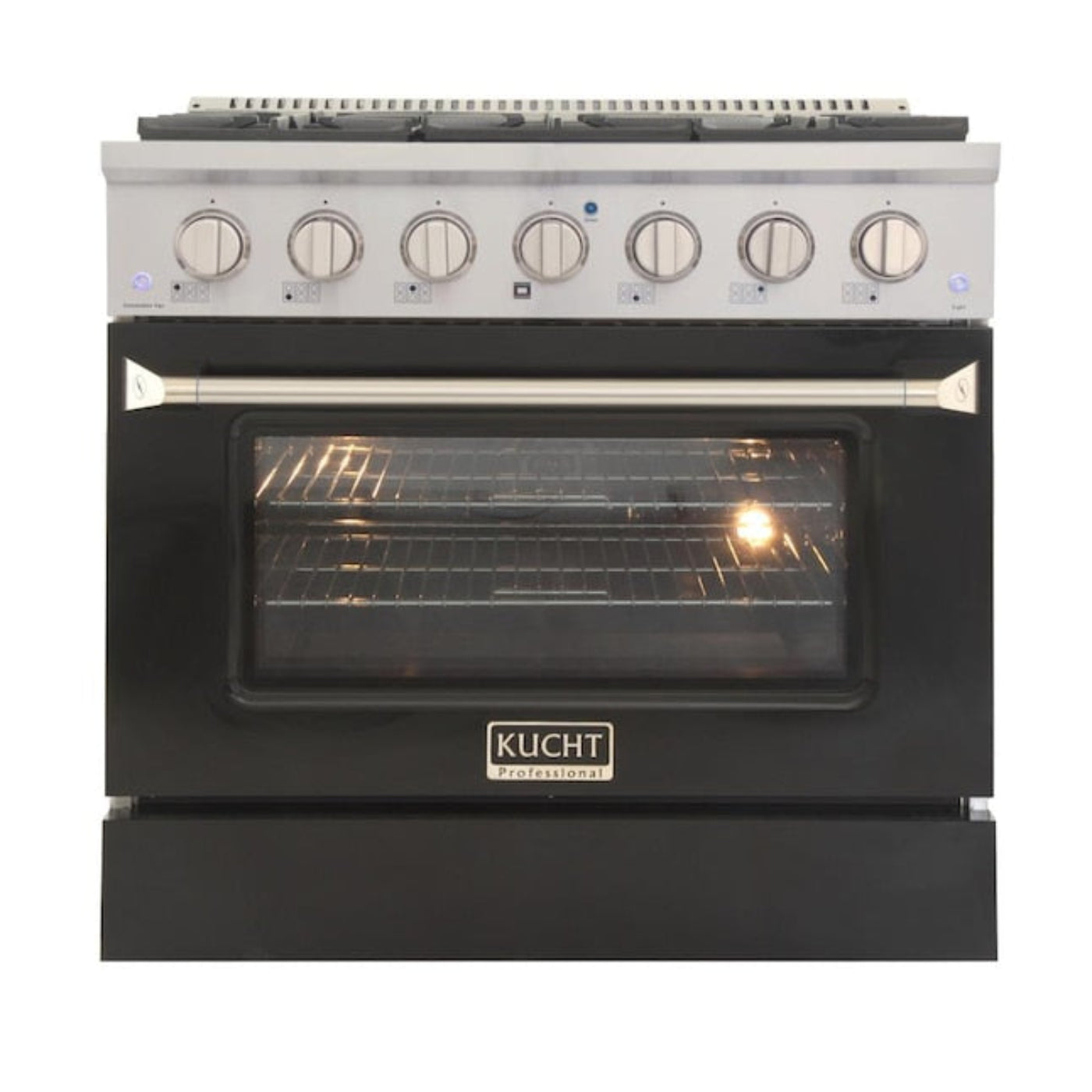 Kucht Professional 36 in. 5.2 cu ft. Natural Gas Range with Black Door and Silver Knobs -  KNG361-K