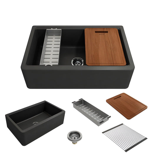 Bocchi Contempo 30" Single Bowl Apron Front with Step Rim. Available in 9 Colors! - 1344-005-0120