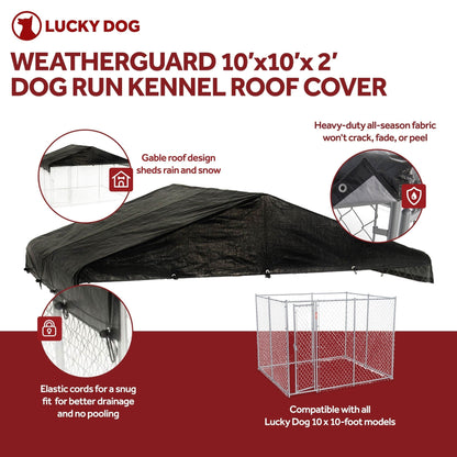 Lucky Dog 10' x 10' Chain Link Dog Kennel (2 Pack) & Waterproof Roof Cover - 174393