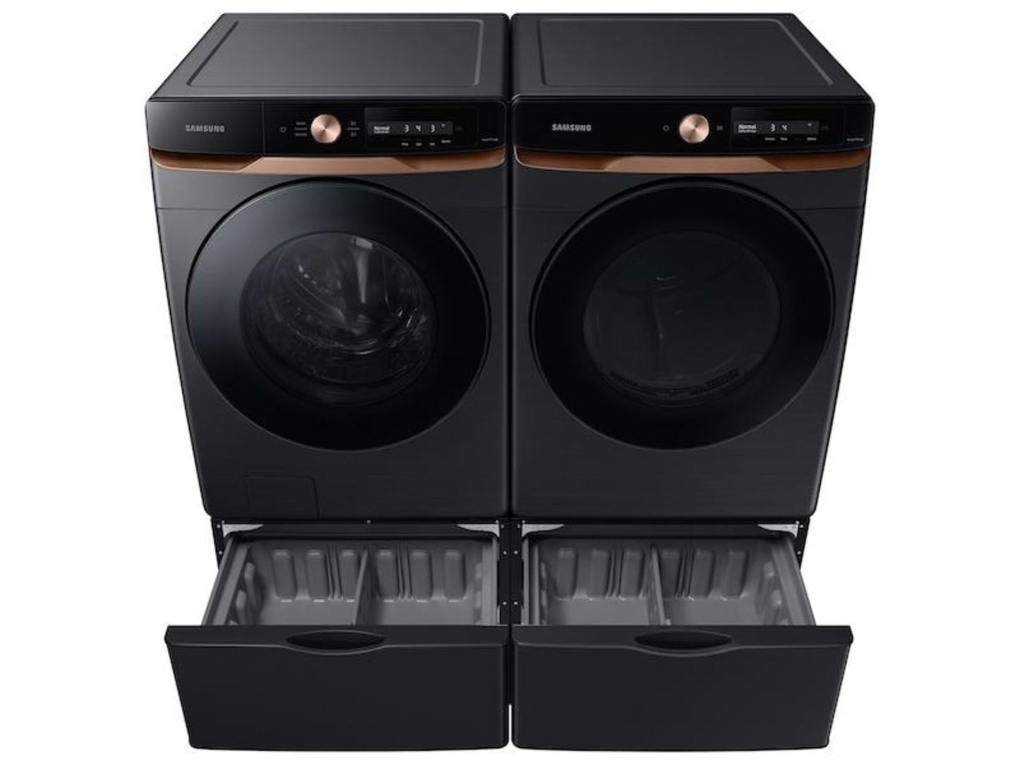 SAMSUNG 7.5 cu. ft. AI Smart Dial Electric Dryer with Super Speed Dry and MultiControl(TM) in Brushed Black - DVE46BG6500VA3-KT