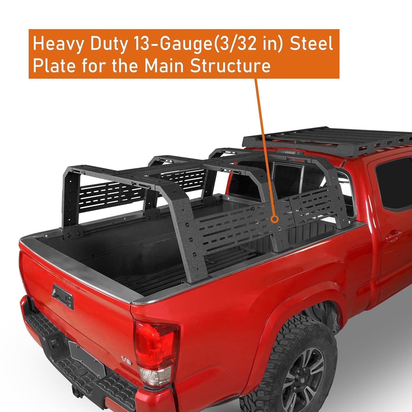 18.8" High Overland Bed Rack Fits Toyota Tacoma & Tundra 6' Bed - Hooke Road - HE.9905-S