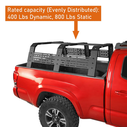 18.8" High Overland Bed Rack Fits Toyota Tacoma & Tundra 6' Bed - Hooke Road - HE.9905-S