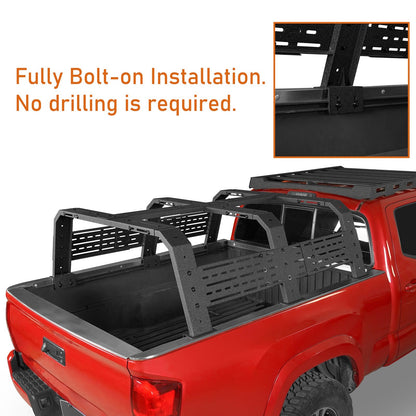 18.8" High Overland Bed Rack Fits Toyota Tacoma & Tundra 6' Bed - Hooke Road - HE.9905-S