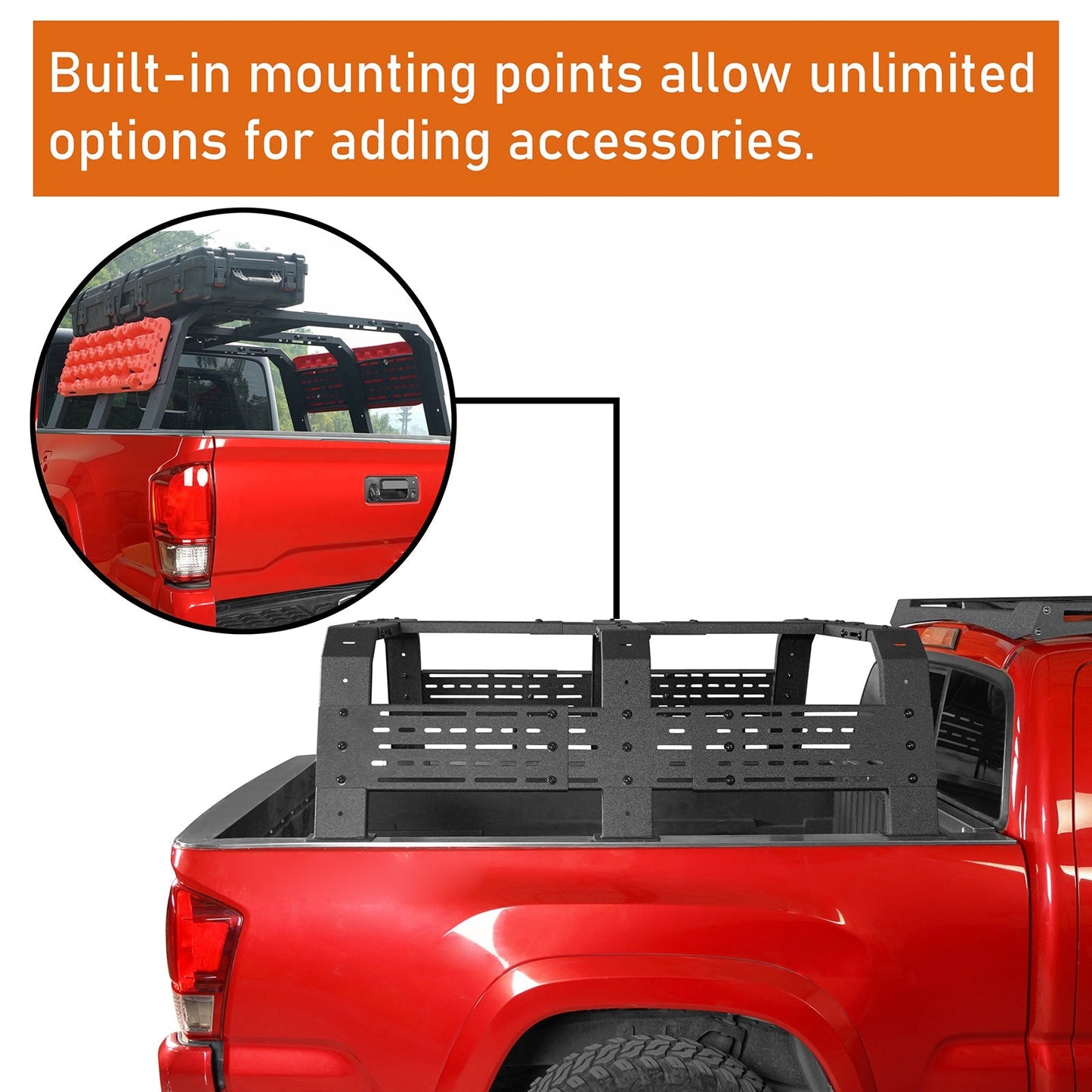 18.8" High Overland Bed Rack Fits Toyota Tacoma & Tundra 6' Bed - Hooke Road - HE.9905-S