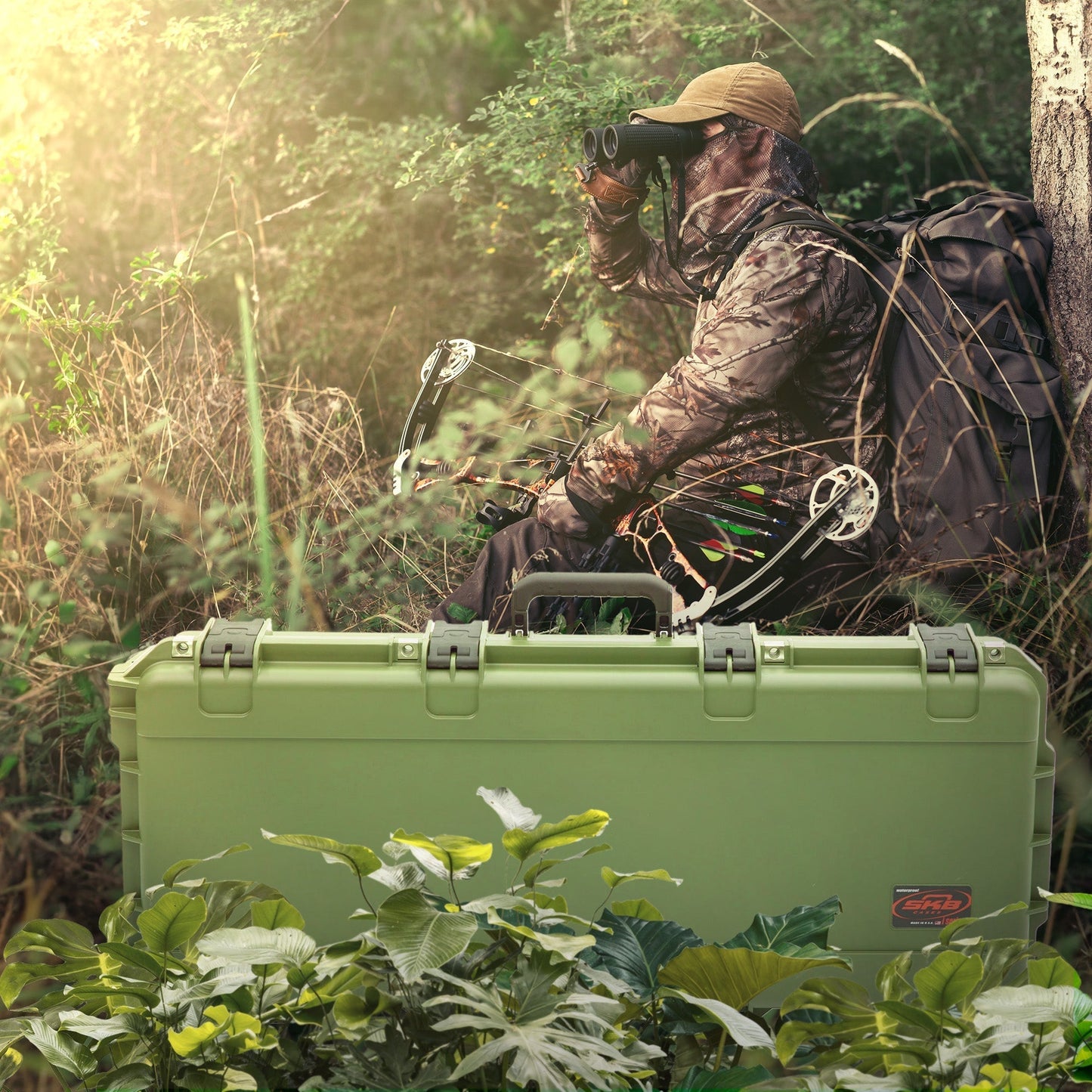 SKB Cases 3614 Hard Plastic Exterior Parallel Limb Bow Crossbow Case, Green - 189868