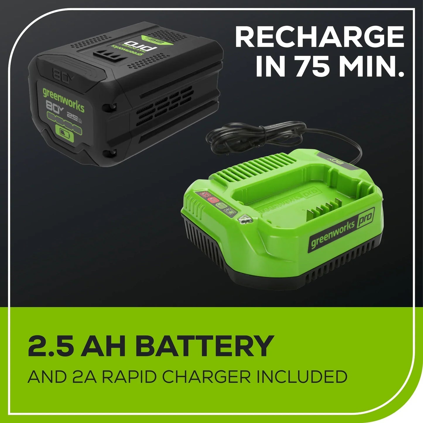 Greenworks 80V 800 CFM Brushless Leaf Blower w/ 2.5Ah Battery & Charger - 2436602