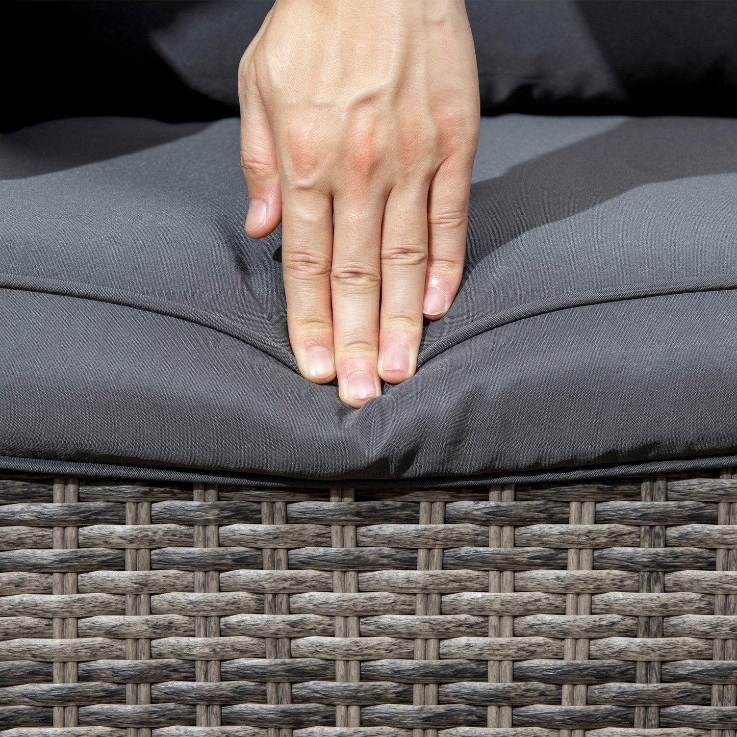 Outsunny 3 Pieces Patio Bistro Set with Glass Coffee Table and Swivel Porch Chairs, Gray - 863-113V00GG