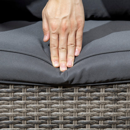 Outsunny 3 Pieces Patio Bistro Set with Glass Coffee Table and Swivel Porch Chairs, Gray - 863-113V00GG