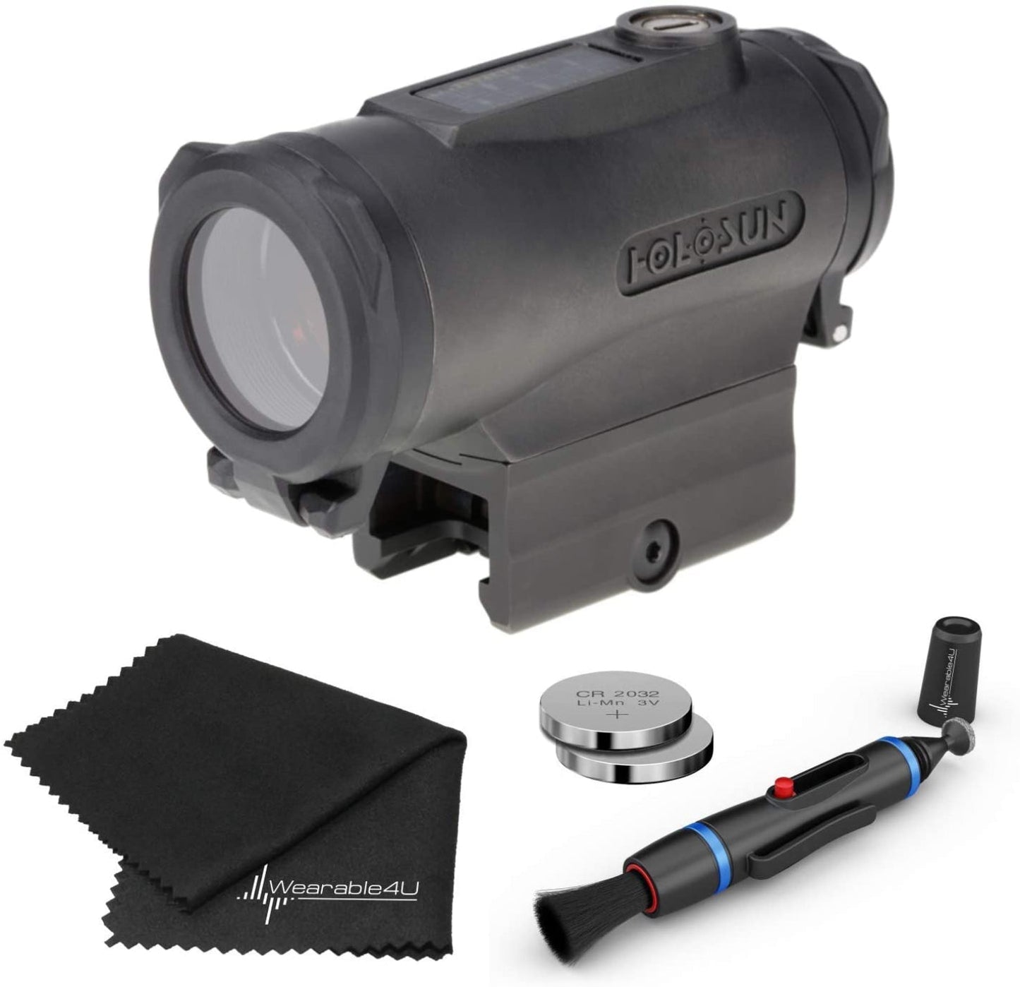 Holosun HE530C-RD Red Dot Sight with Lens Cleaning Pen, Extra Battery and Lens Cleaning Cloth Bundle - HE530C-RD_Towel_W4U-LCP_2032