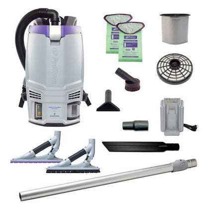 Proteam GoFit 6, Backpack Vacuum, 6 QT, Cordless, 4Ah, 51 mins Low, 39 mins High, 13.5lbs - 107782