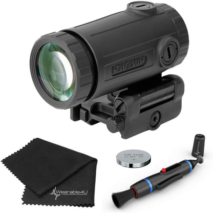 Holosun HM3XT Titanium 3X Magnifier Lens Cleaning Pen, Extra Battery and Lens Cleaning Cloth Bundle - HM3XT_Towel_W4U-LCP_2032