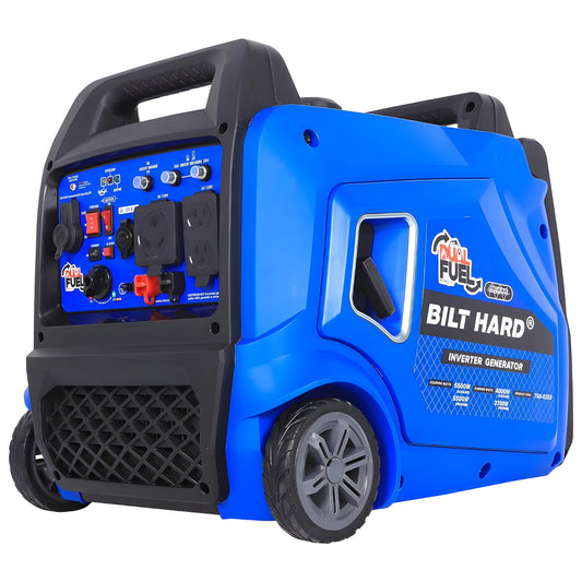 BILT HARD Generator 5500 Watt, Door Generators for Home Backup ual Fuel Quiet Inverter Generator with Electric Start, 120V NEMA 5-20R, NEMA TT-30R and 12V DC Output, 224cc Portable Outdand RV Ready - TGA-0253