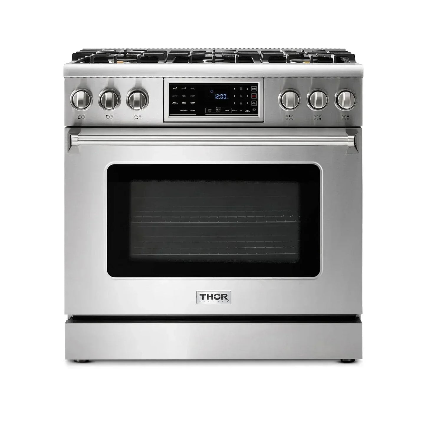 Thor Kitchen Appliance Package - 36 In. Gas Range, Range Hood, Refrigerator, Dishwasher, Wine Cooler, AP-TRG3601-C-3