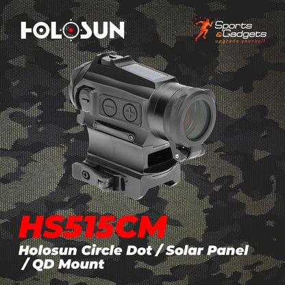 Holosun HS515CM Military Grade Micro Red Circle Dot Sight/Solar Panel/QD Mount Optics Lens Cleaning Pen, Extra Battery and Lens Cleaning Cloth Bundle - HS515CM_Towel_W4U-LCP_2032