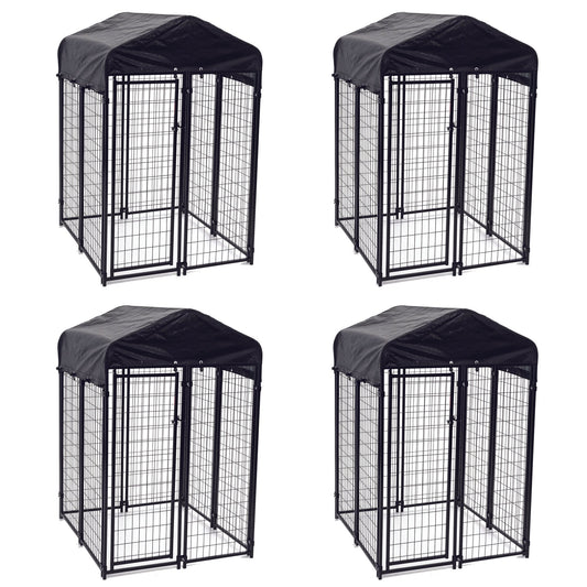 Lucky Dog Uptown Outdoor Covered Kennel Heavy Duty Dog Cage Pen (4 Pack) - 173765
