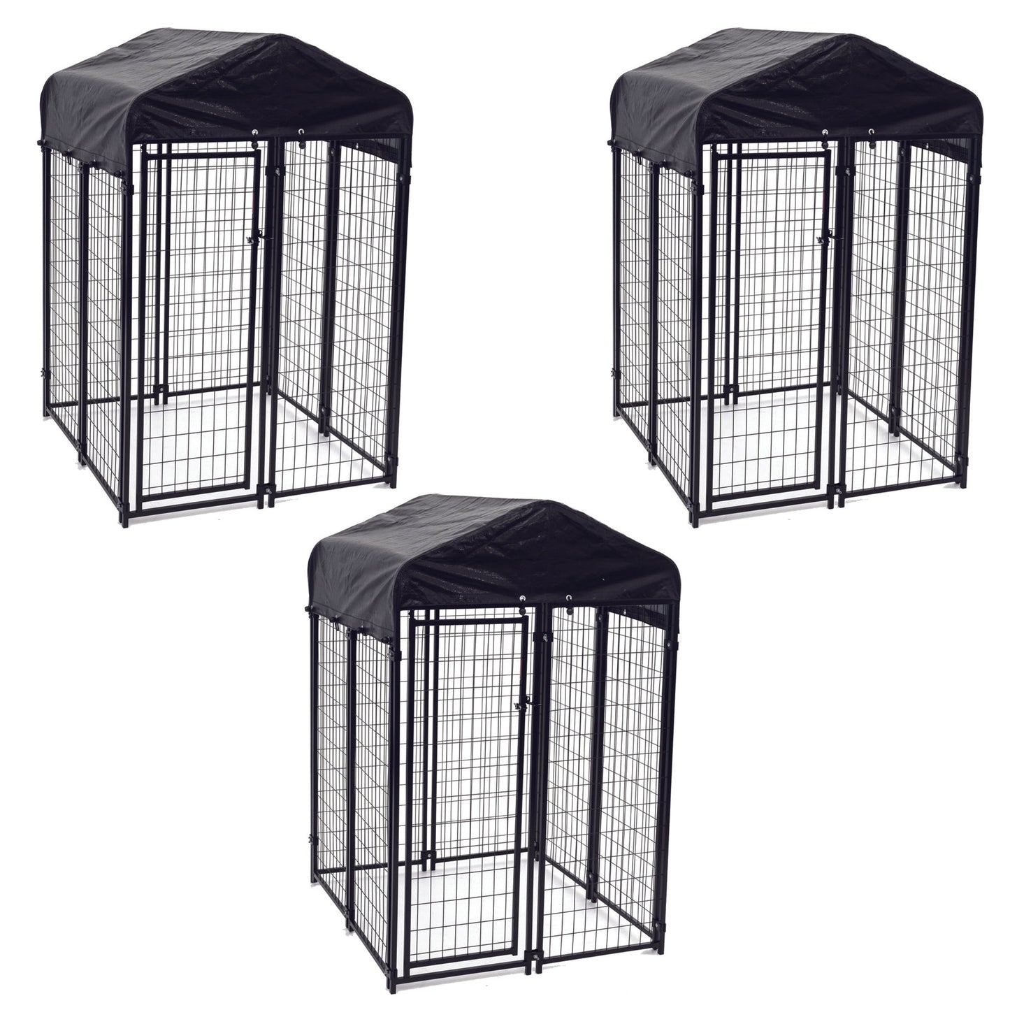 Lucky Dog Uptown Outdoor Covered Kennel Heavy Duty Dog Cage Pen (3 Pack) - 173760