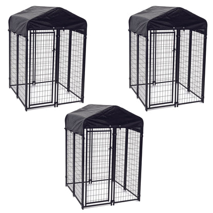 Lucky Dog Uptown Outdoor Covered Kennel Heavy Duty Dog Cage Pen (3 Pack) - 173760