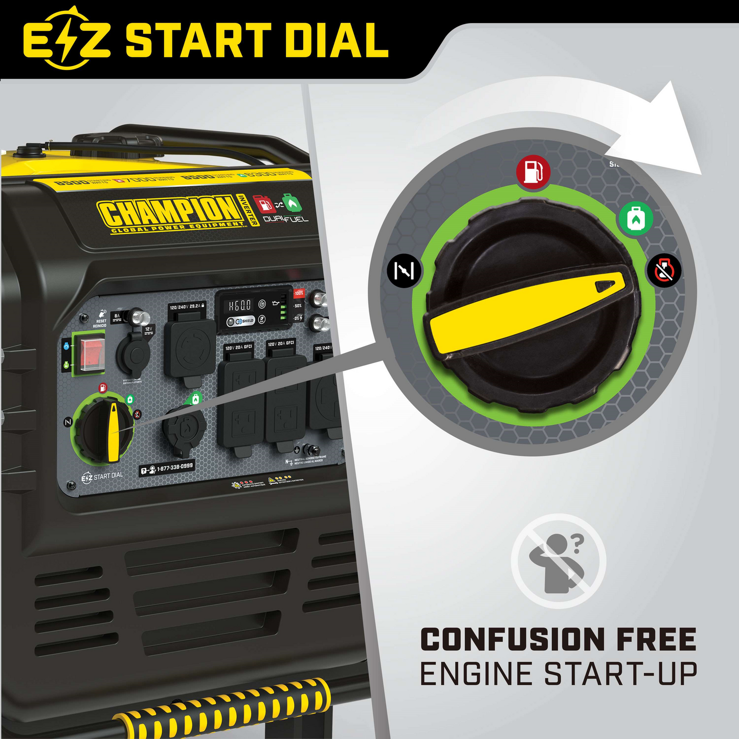 Champion&nbsp; 7000W/8500W Generator Dual Fuel Gas Propane Inverter Low THD CO Shield Electric Start New - 201175