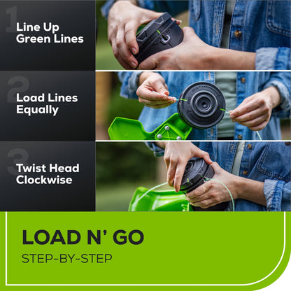 Greenworks 80V 17" Brushless String Trimmer Shoulder Strap, Precut  Line included w/ 2.0Ah Battery & Charger - 2136602